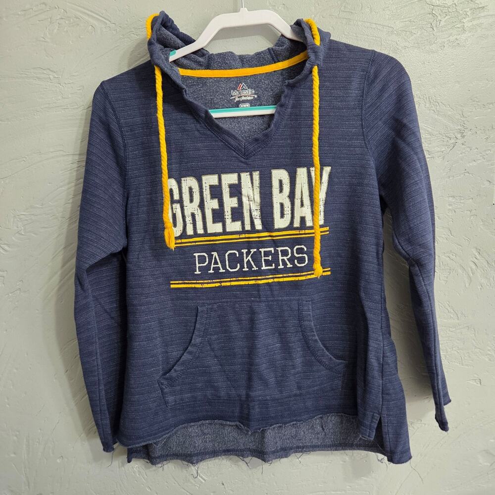 Majestic Fan Fashion Green Bay Packers Woman's Blue with Yellow Trim size M